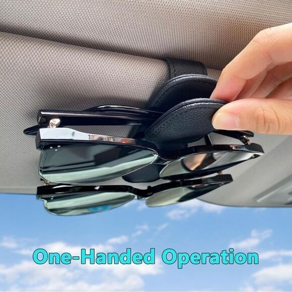 🤯5/$20🤯 Double Sunglasses Holder For Car Visor Clip Magnetic Leather NWT - Picture 2 of 6